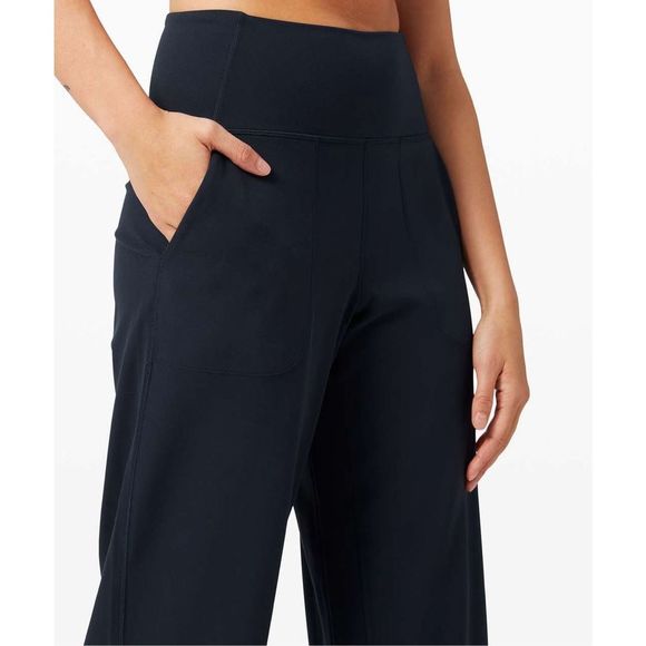 Lululemon Align Wide Leg Crop 23" 2 Navy Nulu High Rise Knit Pull On Pants - Picture 7 of 8